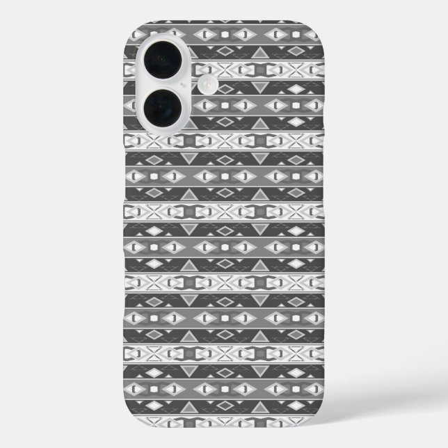 Coques Case-Mate iPhone Bandes et formes géométriques gris blanc (Verso)