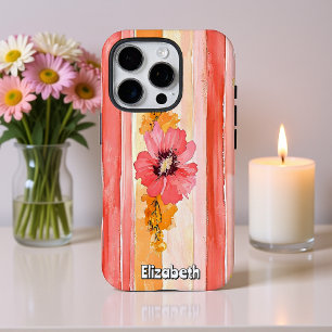Coque iPhone 16 Pro Bandes florales vibrantes