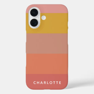 Coque Pour iPhone 16 Bandes géométriques chaudes orange et jaune Nom