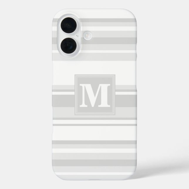 Coques Case-Mate iPhone Bandes gris clair monogrammes (Verso)