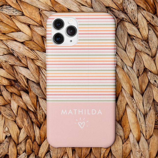 Coques Case-Mate iPhone Bandes lumineuses modernes (phone case with striped pattern and name)