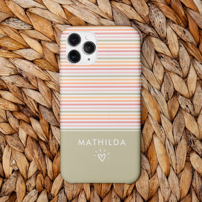 Coques Case-Mate iPhone Bandes lumineuses modernes (phone case with striped pattern and name)