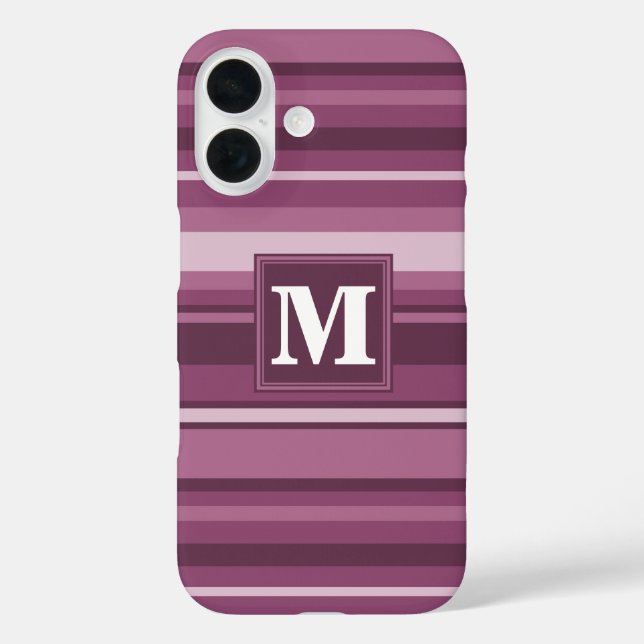 Coques Case-Mate iPhone Bandes mauve monogrammes (Verso)