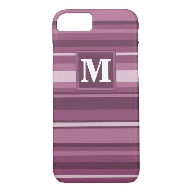 Coques Case-Mate iPhone Bandes mauve monogrammes (Dos)