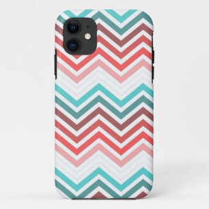 Coque iPhone 11 Bandes modernes, branchées et colorées en chevron