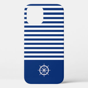 Case-Mate iPhone Case Bandes Nautiques+Navires Roue Bleu+Blanc