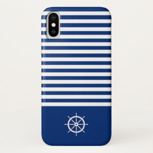 Case-Mate iPhone Case Bandes Nautiques+Navires Roue Bleu+Blanc