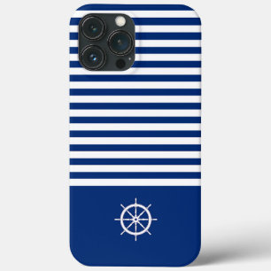 Case-Mate iPhone Case Bandes Nautiques+Navires Roue Bleu+Blanc