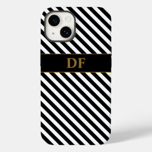 Coque Case-Mate iPhone Bandes noires/blanches monogrammes