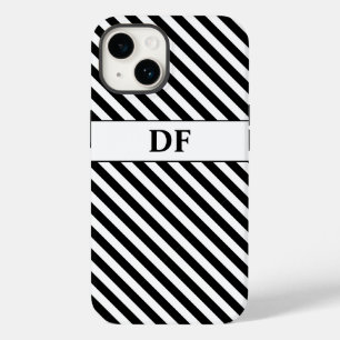 Coque Case-Mate iPhone Bandes noires/blanches monogrammes