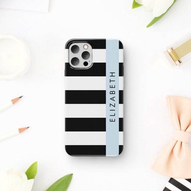 Coques Case-Mate iPhone Bandes noires et blanches, Gravées, Lignes, Votre  (Créateur téléchargé)