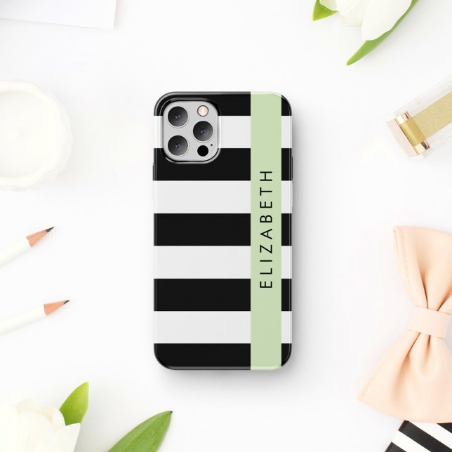 Coques Case-Mate iPhone Bandes noires et blanches, Gravées, Lignes, Votre  (Créateur téléchargé)