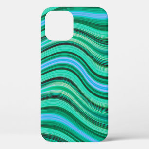 Case-Mate iPhone Case Bandes ondulées vertes et bleues motif Coque-Mate