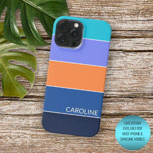 Coque Case-Mate iPhone Bandes personnalisées bleu turquoise orange violet