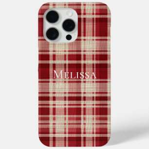 Coque Case-Mate iPhone Bandes Plaid Crème Rouge