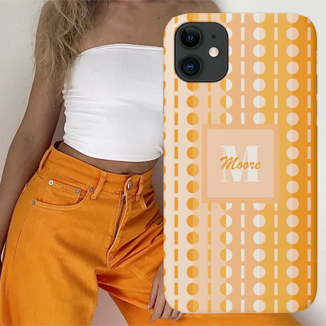 Coques Case-Mate iPhone Bandes plissées - Ombre orange foncé à clair (Pleated Stripes – Light to Dark Orange Ombre by Leapfroglisics Shop)