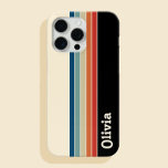 Coque Case-Mate iPhone Bandes rétro de nom personnalisées<br><div class="desc">Créez votre propre coque iphone de nom personnalisé avec un design motif rétro stripes.</div>
