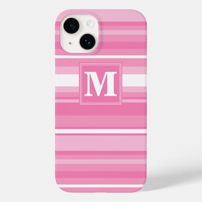 Coques Case-Mate iPhone Bandes rose monogramme (Verso)