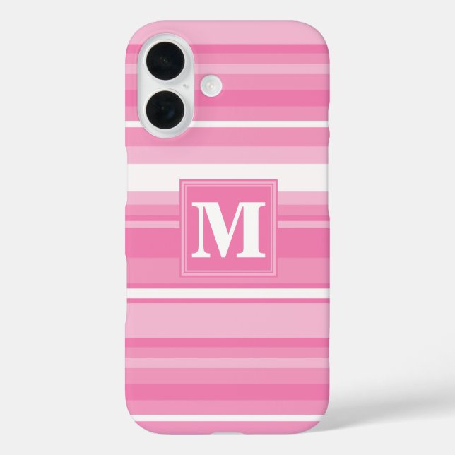 Coques Case-Mate iPhone Bandes rose monogramme (Verso)
