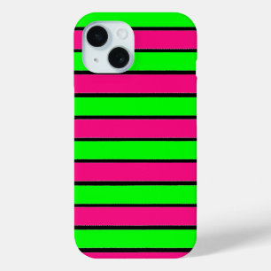 Coque Case-Mate iPhone Bandes roses chaudes et vertes de citron vert