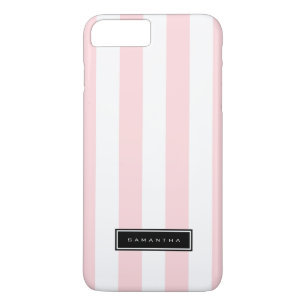 Coque iPhone 7 Plus Bandes roses et blanches