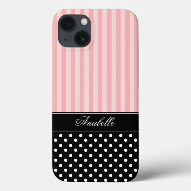 Coques Case-Mate iPhone Bandes roses et Pois (Verso)