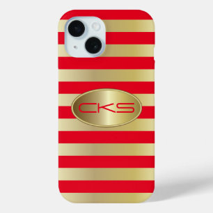 Coque Case-Mate iPhone Bandes rouge et or   Monogramme