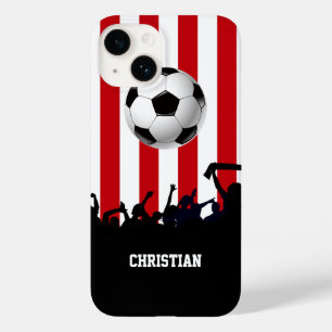 Coque Pour iPhone 14 Bandes rouges et blanches Ventilateurs de football