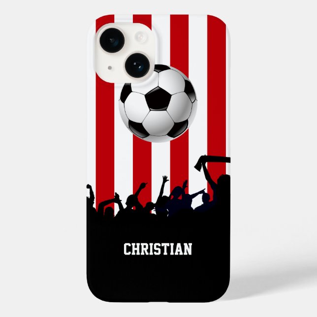 Coques Case-Mate iPhone Bandes rouges et blanches Ventilateurs de football (Verso)
