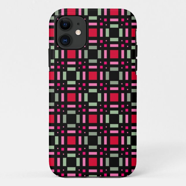 Coques Case-Mate iPhone Bandes rouges rouges rouges vertes géométriques (Dos)