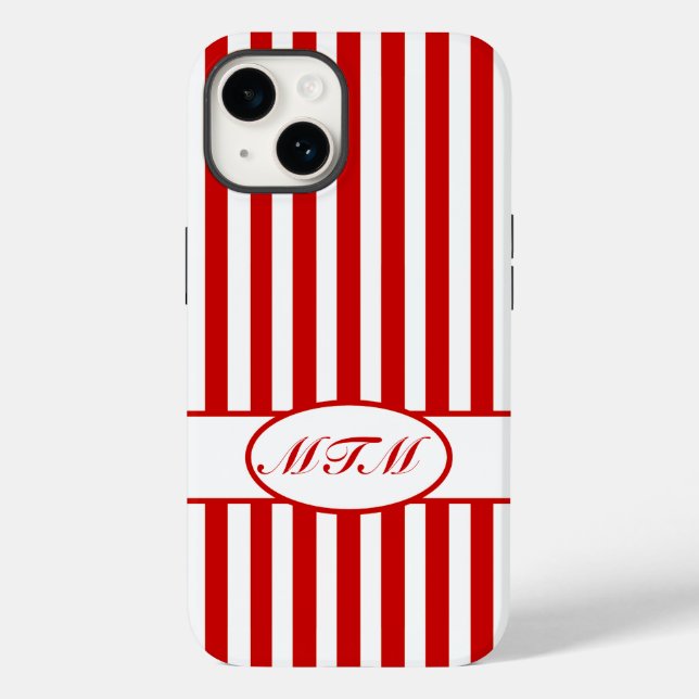 Coques Case-Mate iPhone Bandes rousses automnales avec monogramme (Verso)
