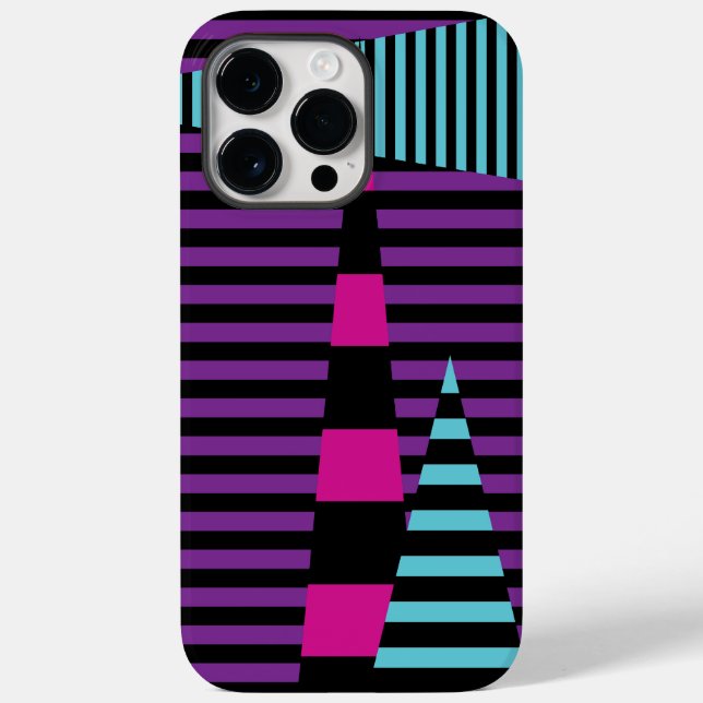 Coques Case-Mate iPhone Bandes sur bandes - rose, pourpre, bleu et noir (Verso)