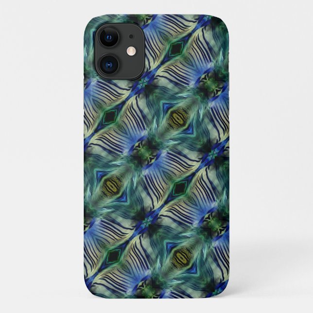 Coques Case-Mate iPhone Bandes transversales courbes en vert et bleu vif (Dos)