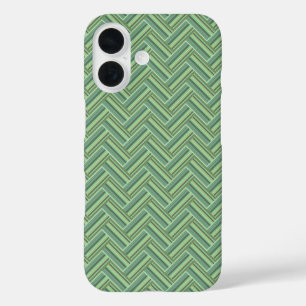 Coque Pour iPhone 16 Bandes vert olive double tissage