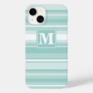 Coque Case-Mate iPhone Bandes vertes de menthe monogramme