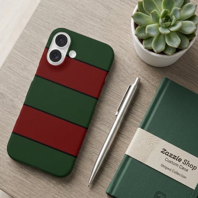 Coques Case-Mate iPhone Bandes vertes et rouges de Noël classiques (Créateur téléchargé)