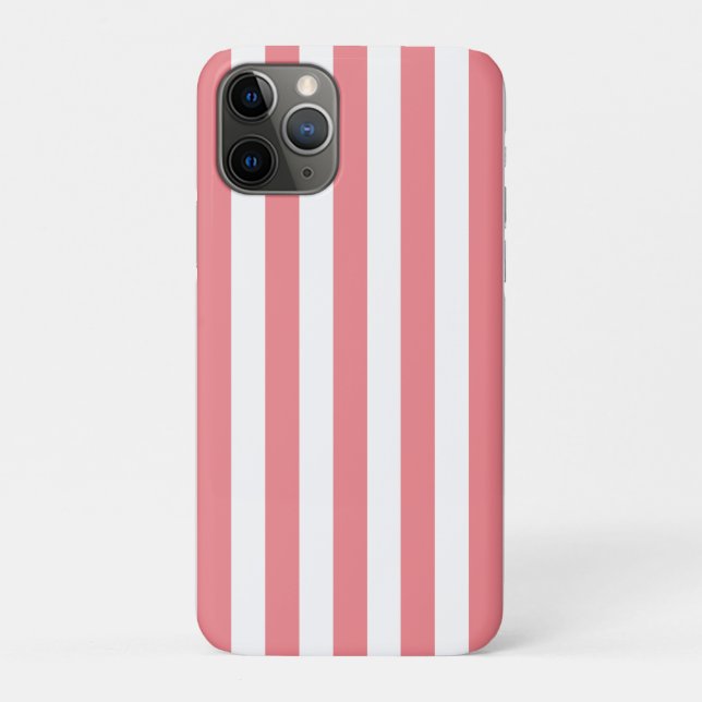 Coques Case-Mate iPhone Bandes verticales chic Saumon rose blanc rayé (Dos)
