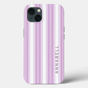 Case-Mate iPhone Case Bandes verticales violettes et blanches nom person