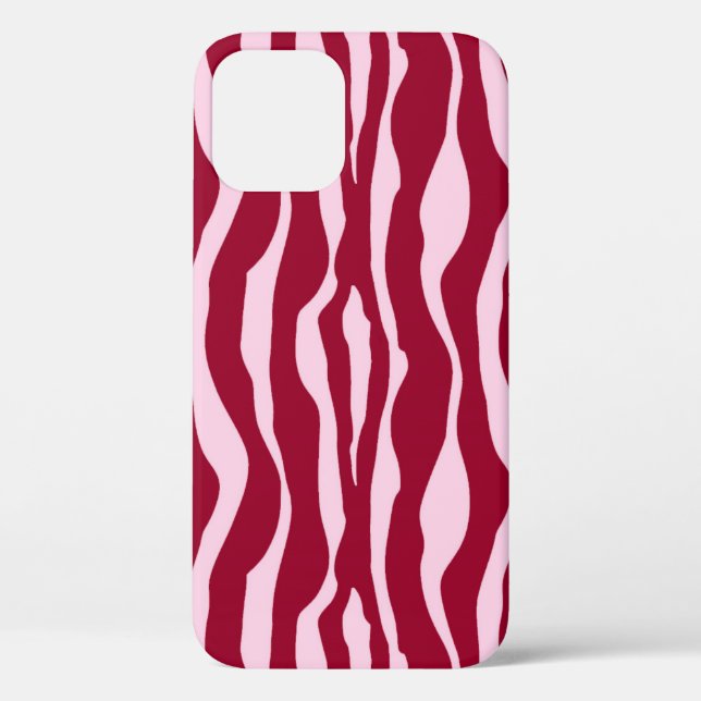 Coques Case-Mate iPhone Bandes zébrées - Bourgogne et rose (Verso)