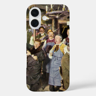 Coques iPhone 16 Bar à l'ancienne avec des gens qui célèbrent, une 