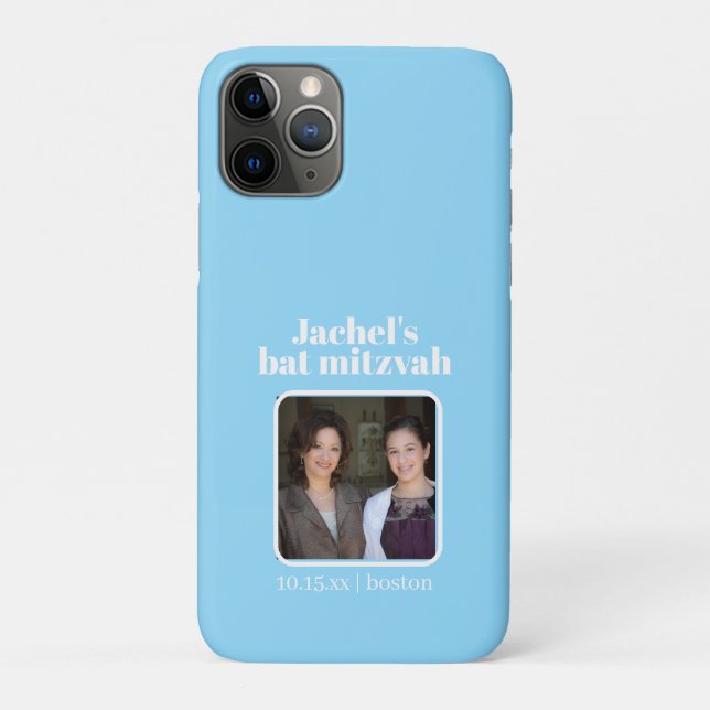 Coques Case-Mate iPhone Bar Mitsva en typographie grasse bleue douce  (Dos)