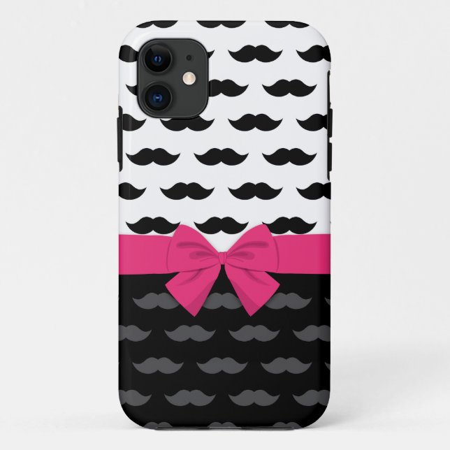 Coques Case-Mate iPhone barbe noire blanche grise moustache rose rose chau (Dos)