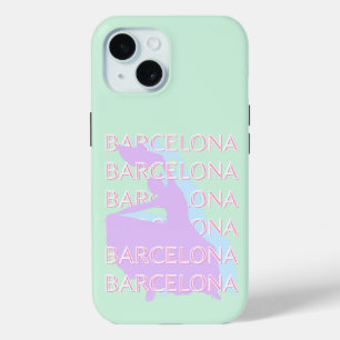 Coque Case-Mate iPhone Barcelone Art Voyage, Espagne Art, Pastel, Vert
