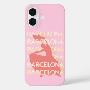 Coque Pour iPhone 16 Barcelone Art Voyage, Rose, Pastel