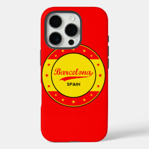 Coque iPhone 16 Pro Barcelone, Espagne, cercle aux couleurs du drapeau