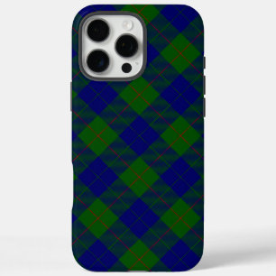 Coque iPhone 16 Pro Max Barclay tartan bleu vert plaid
