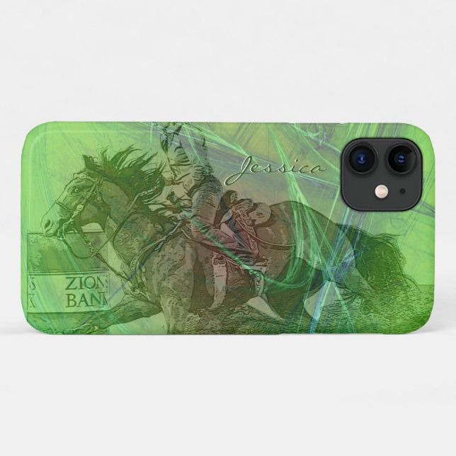 Coques Case-Mate iPhone Barrel Racer II (tourbillon vert) (Dos (Horizontal))