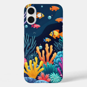 Coque Pour iPhone 16 Plus Barrière de corail sous-marin coloré et vie de poi