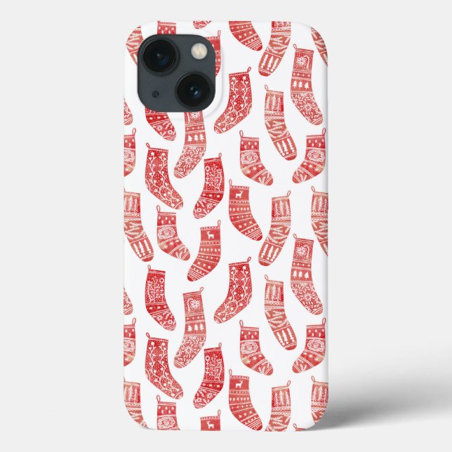 Coques Case-Mate iPhone Bas nordiques Rouge Blanc (Verso)