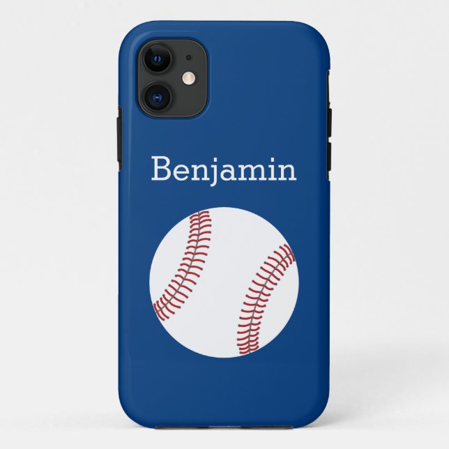 Coques Case-Mate iPhone Base-ball avec le nom fait sur commande - bleu (Dos)